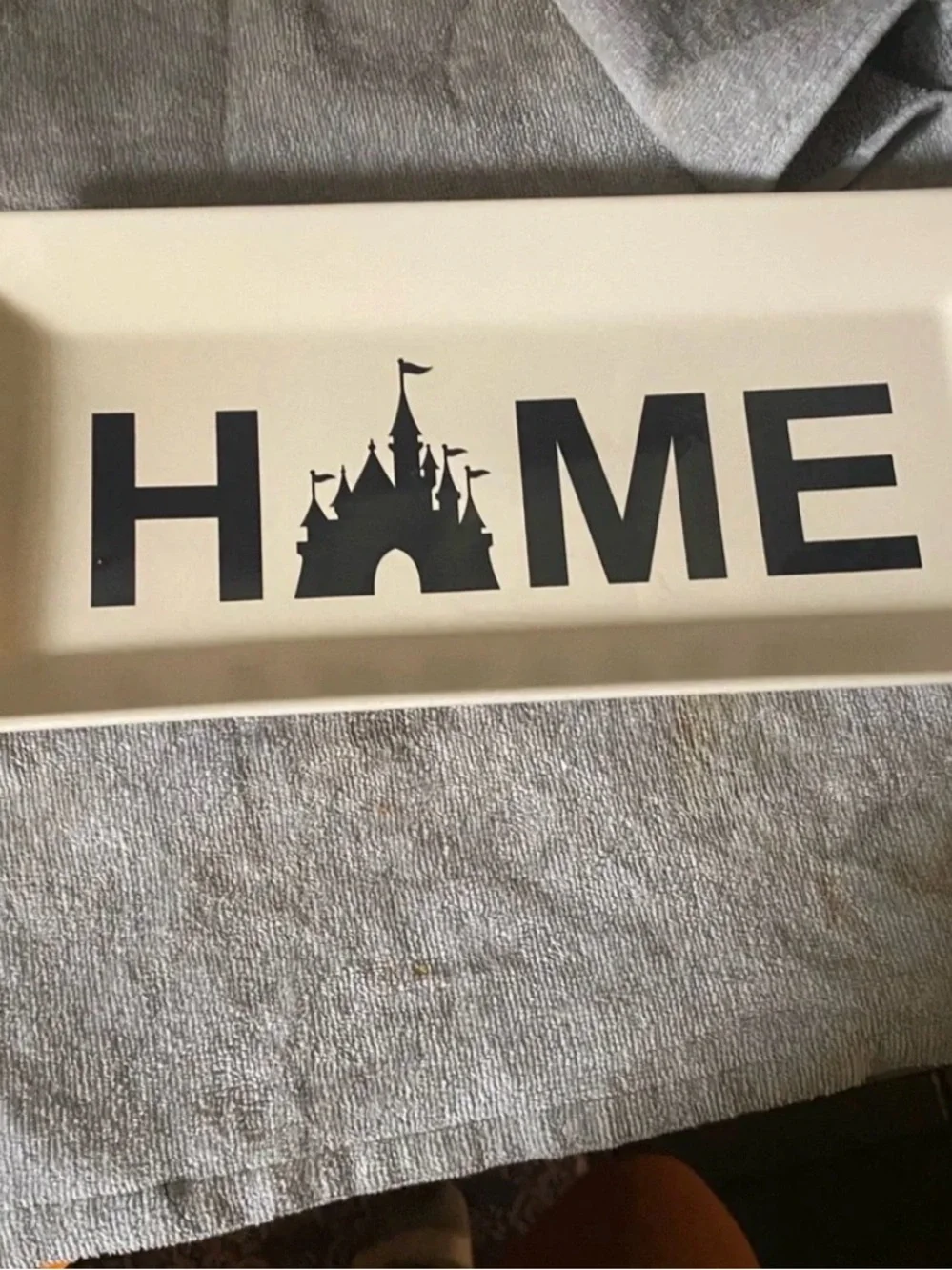 Disney Cream Ceramic Vanity Tray with Black Castle 